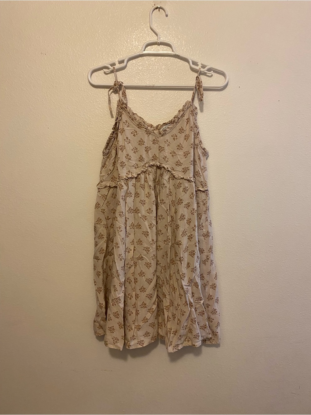 Patrons of Peace Cream Floral Tie-Strap Mini Dress